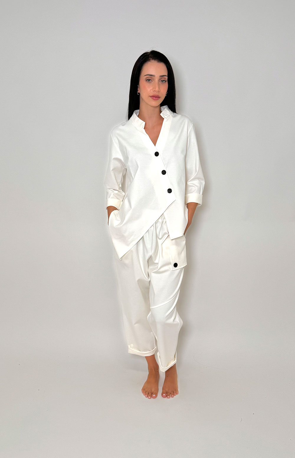 Asymmetric Lapel Embroidered Co-ord Set