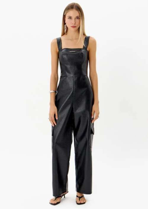 FAUX LEATHER JUMPSUIT