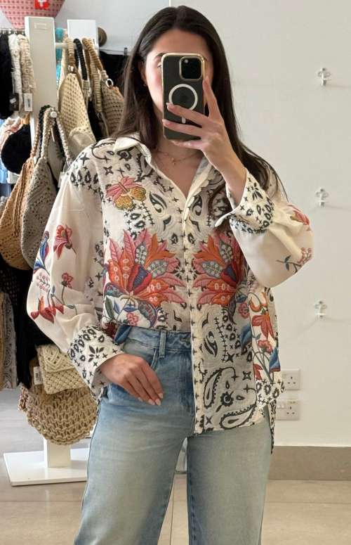 SHIRT WITH PAISLEY AND FLOWERS PRINT