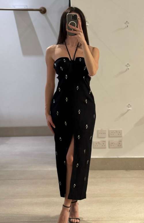 LINEN DRESS WITH APPLIQUE