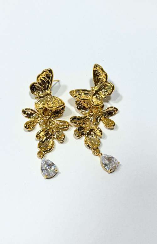 BUTTERFLY EARRINGS WITH RHINESTONES