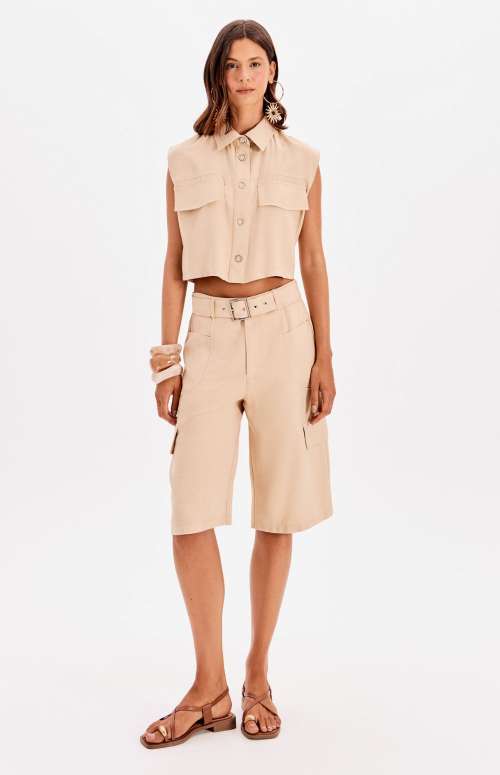 CO-ORD SLEVEVELESS SHIRT & CARGO BERMUDA