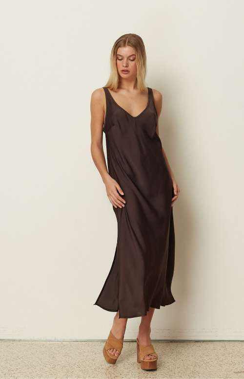 SATIN MIDI DRESS