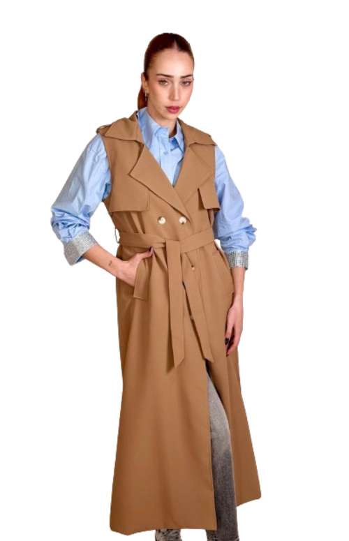 LONG SLEEVELESS TRENCH COAT