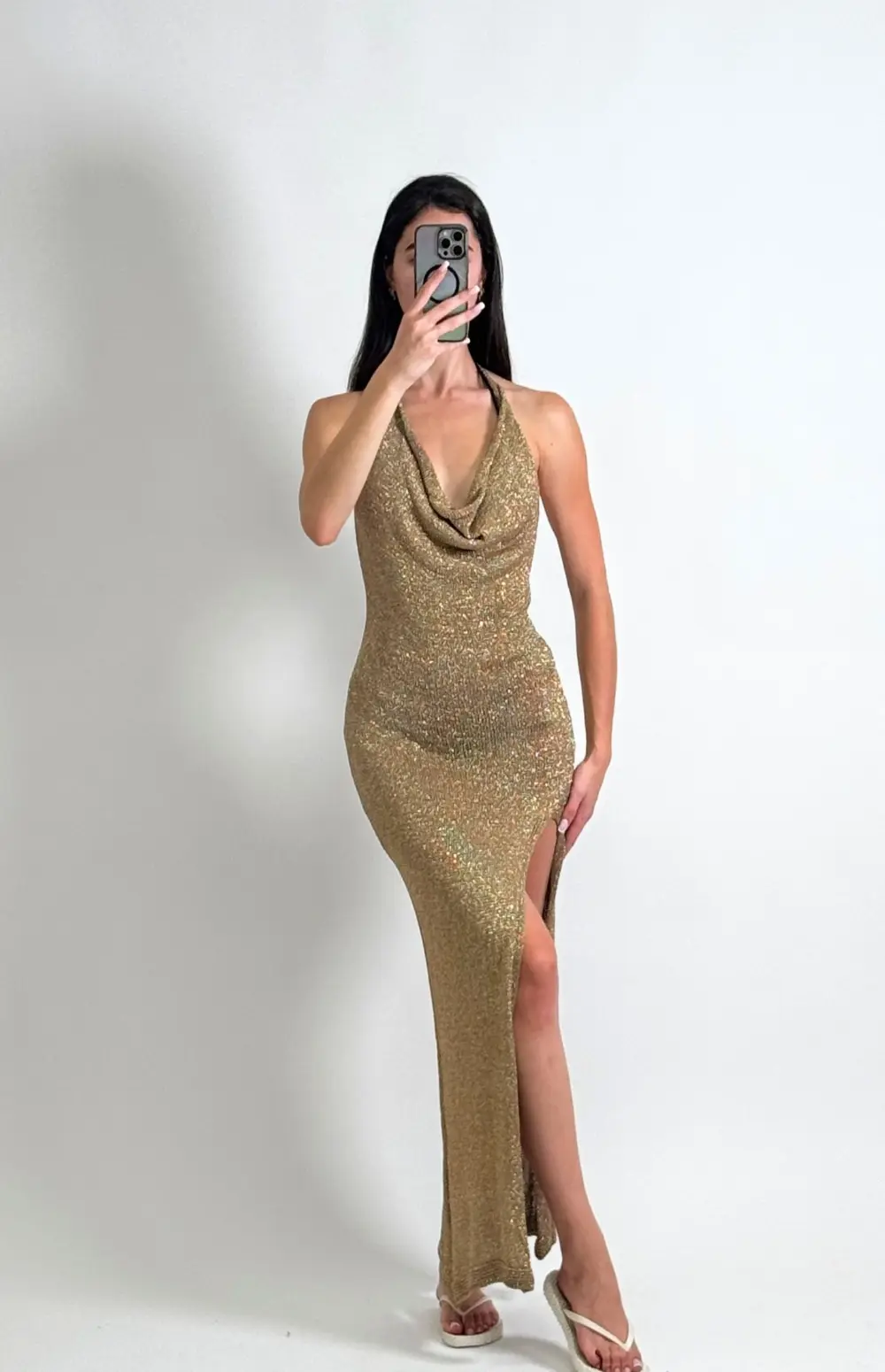 KNITTED DRAPE MAXI DRESS