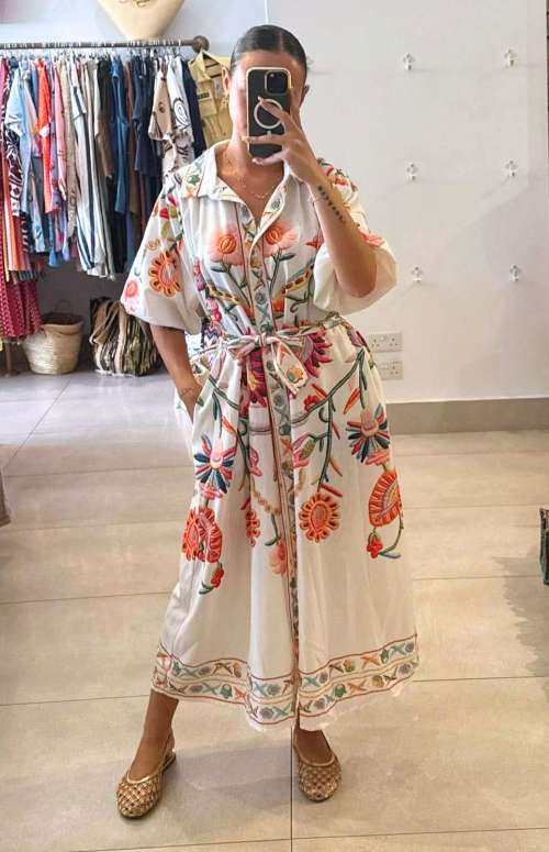 MAXI SHIRT-DRESS WITH PRINT