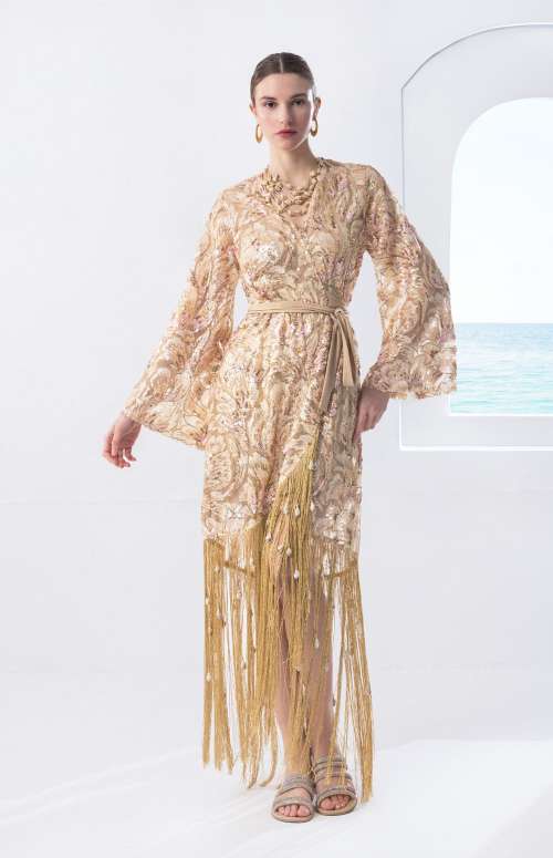 KIMONO DRESS WITH FRINGES