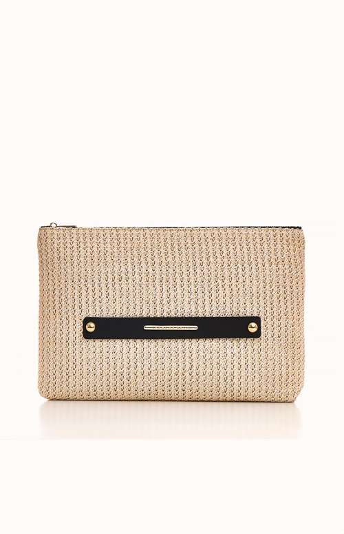 OFF WHITE STRAW POCHETTE BAG