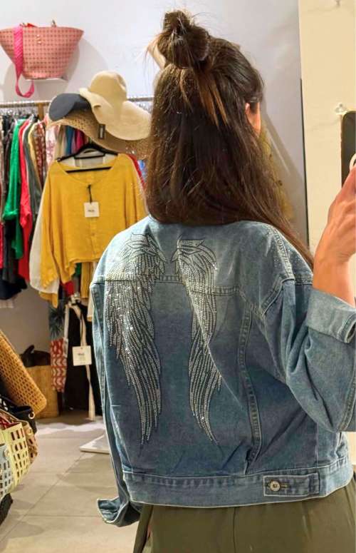 DENIM JACKET WITH RHINESTONES