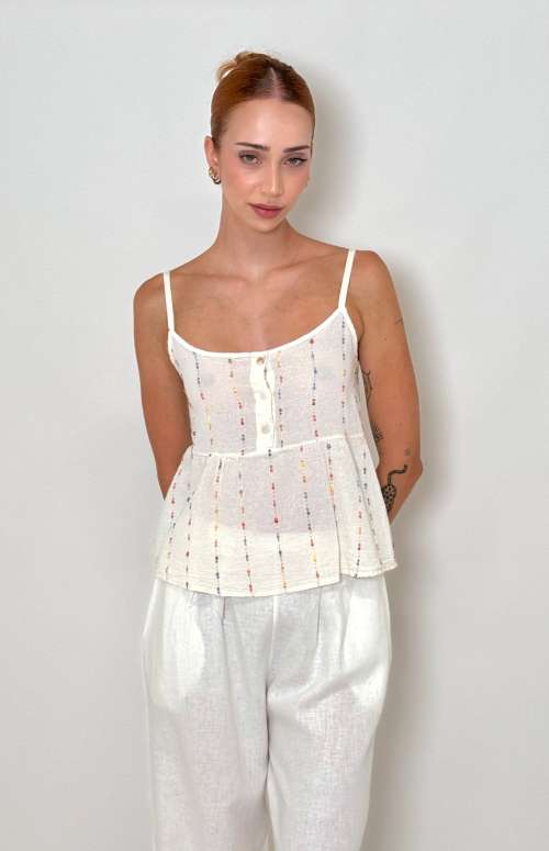 COTTON LINEN BLEND TOP