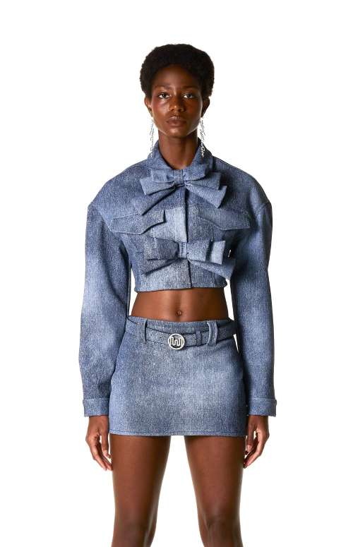 CROP JACKET WITH BOWS