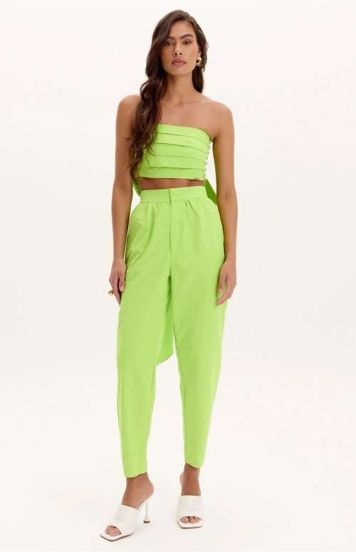 CO-ORD STRAPLESS TOP WITH TIE & SLOUCHY TAILORING PANTS