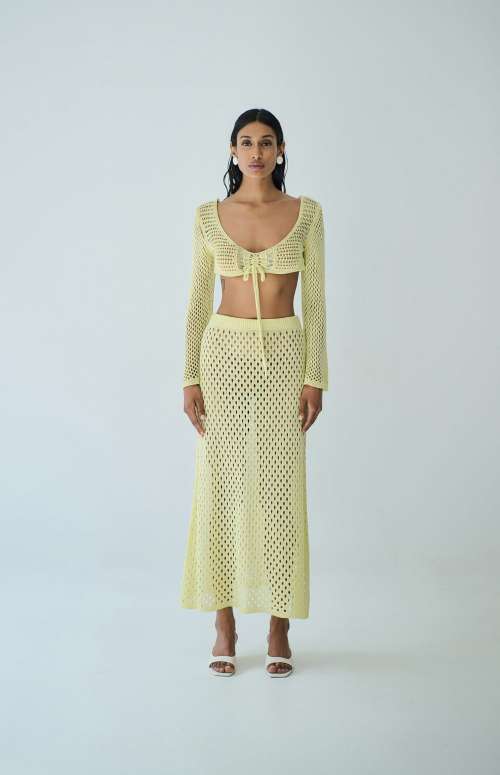 MAXI SKIRT NET | YELLOW