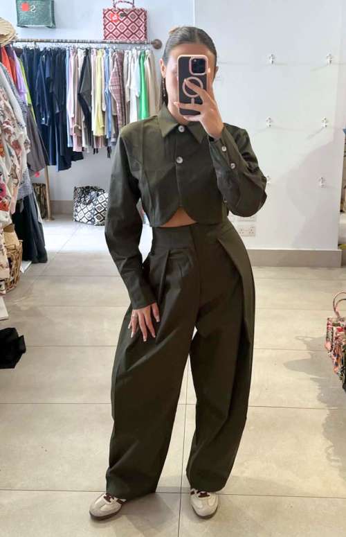 CO-ORD CROP JACKET & BARREL TROUSERS