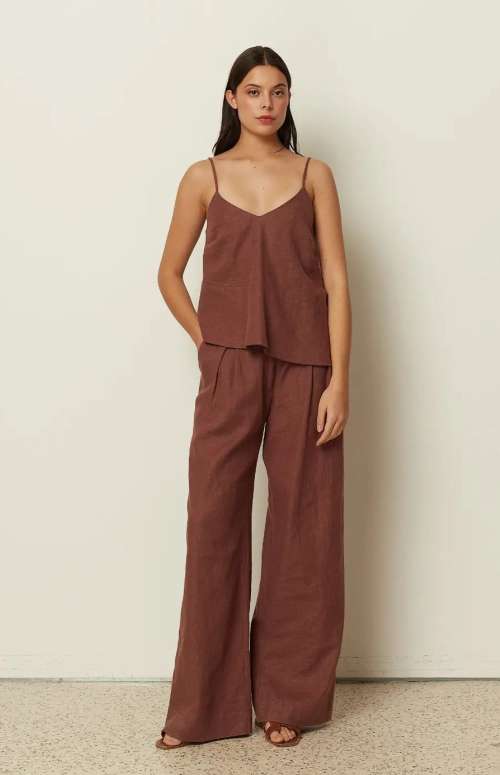 CO-ORD CAMISOLE TOP & LINEN WIDE LEG PANTS