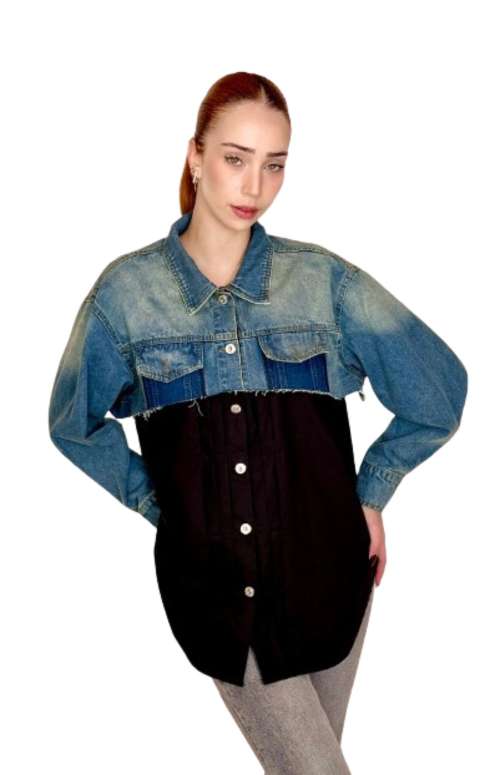 BLACK SHIRT WITH CROP DENIM