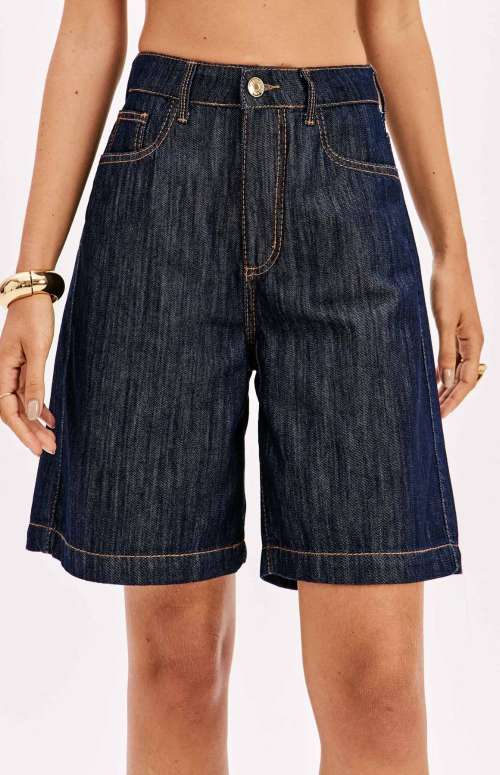 HIGH WAIST DENIM BERMUDA SHORTS