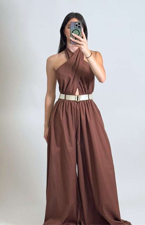 HALTER JUMPSUIT WITH BELT