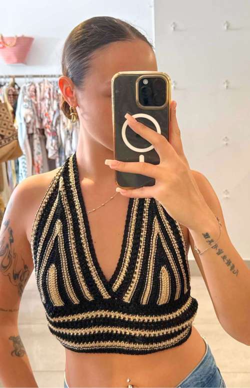 KNIT CROP TOP - STRIPED