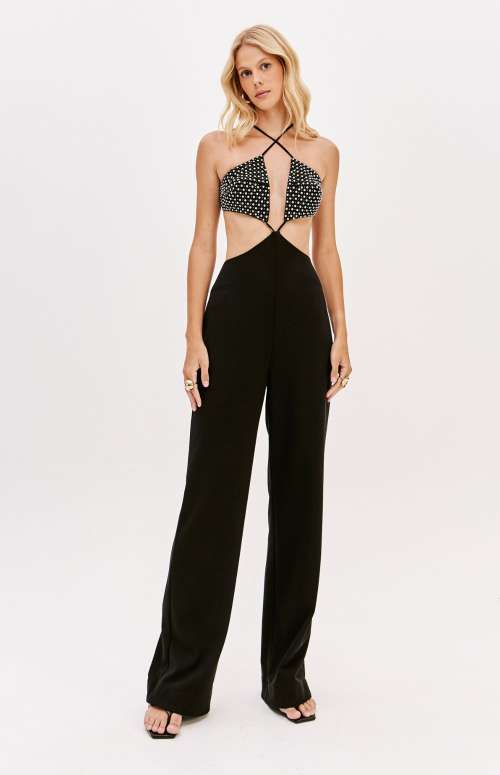 JUMPSUIT WITH GLITTER AND TIE DETAIL