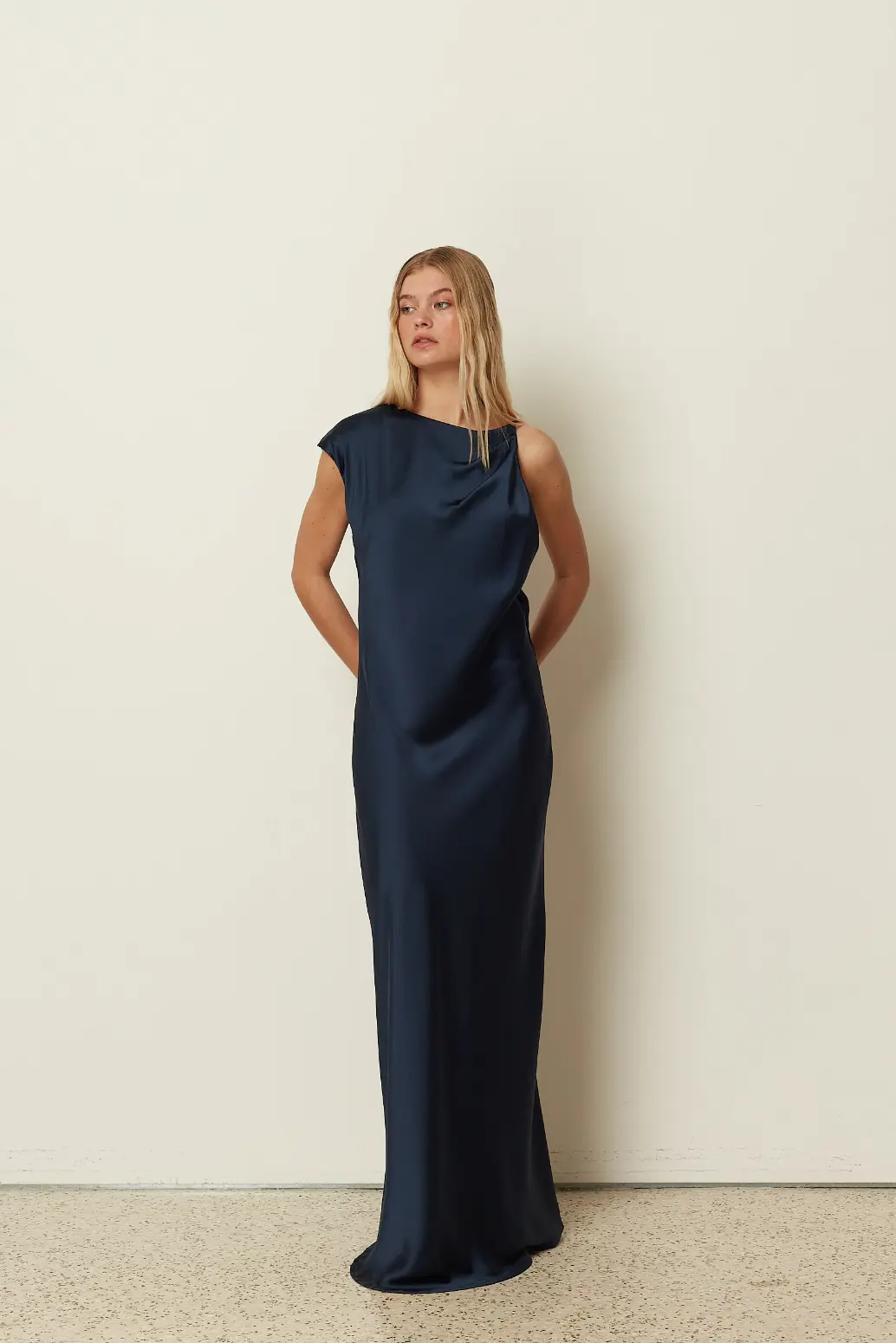 ASYMMETRICAL SATIN DRESS