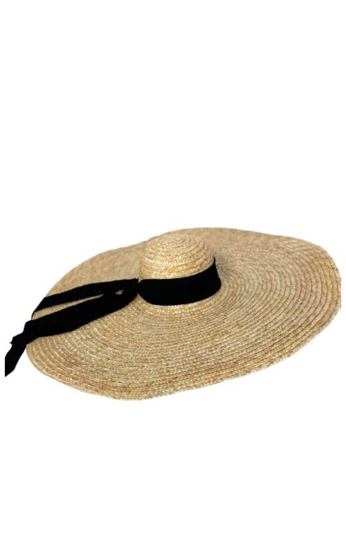 LARGE STRAW SUN HAT WITH RIBBON