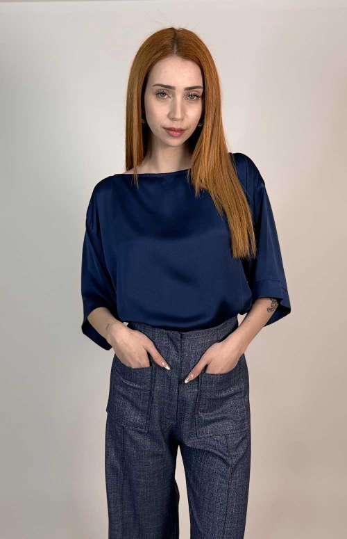 SATIN T-SHIRT BLUE