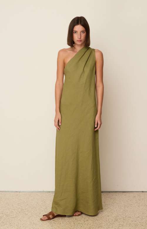 LINEN ONE-SHOULDER DRESS