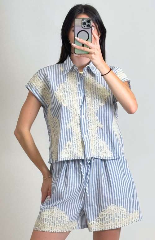 CO-ORD STRIPED WITH EMBROIDERY DETAILS