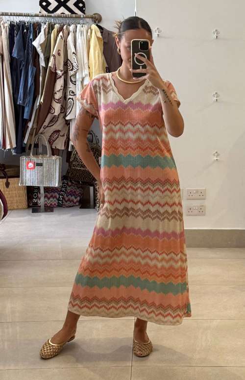 PRINTED LUREX DRESS