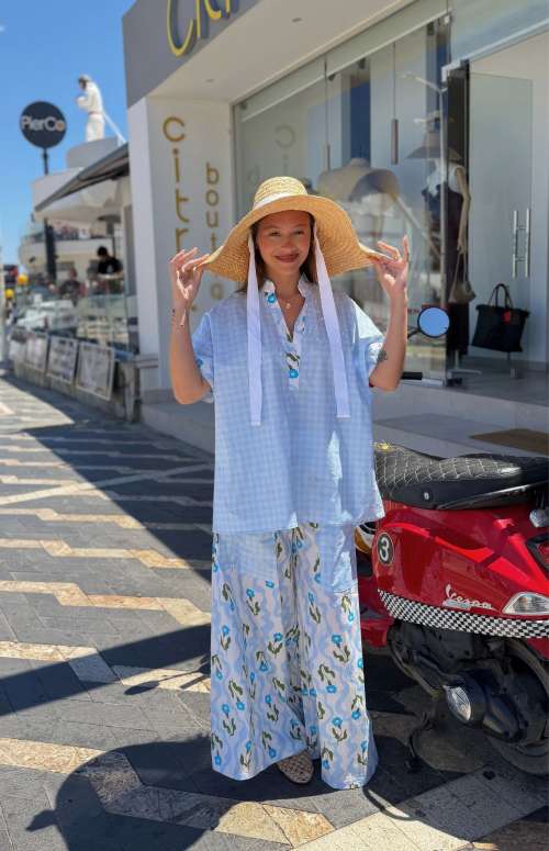 CO-ORD CHECK & FLOWER PRINT | BLOUSE & TROUSERS