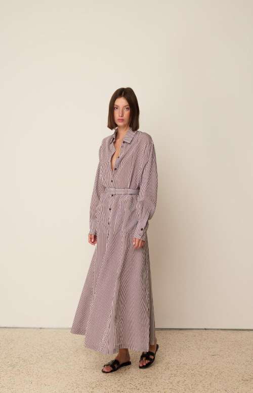 LONG STRIPED SHIRT DRESS