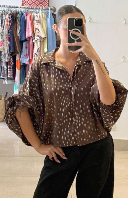 PRINTED SHIRT WITH BALLOON SLEEVES