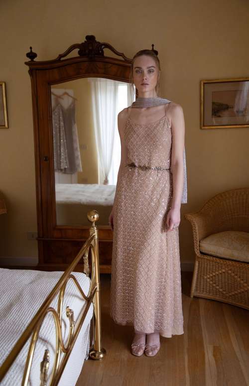 ELEVATION DRESS | BEAD-EMBROIDERED SEQUINED SEMI-SHEER