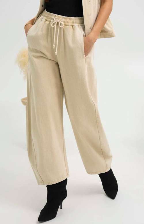 DENIM TROUSER WITH ELASTIC WAISTBAND