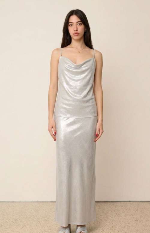 CO-ORD SATIN | DRAPE TOP & LUREX LONG SKIRT