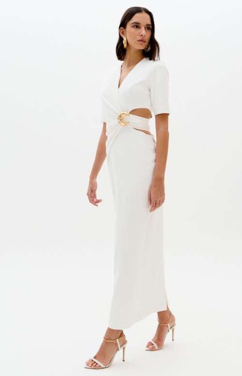 DRESS WITH CUTOUT AND GOLD DETAIL
