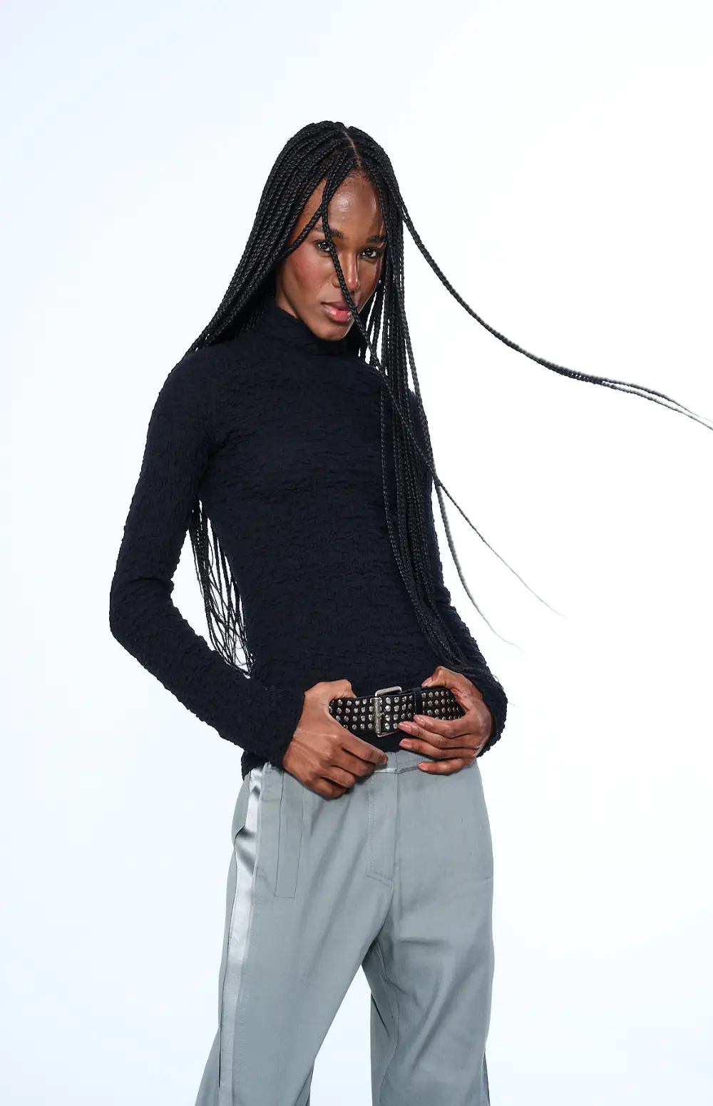 TEXTURED TURTLENECK TOP
