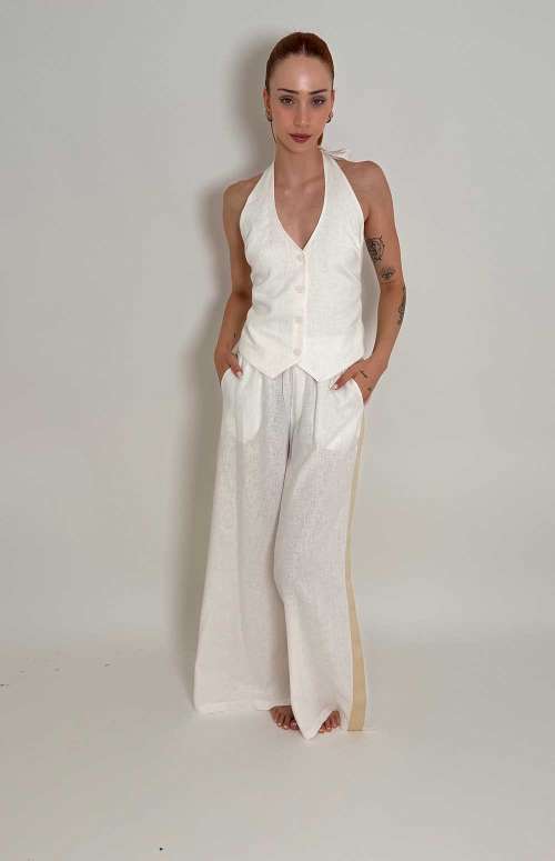 CO-ORD VEST WITH WIDE LEG TROUSERS
