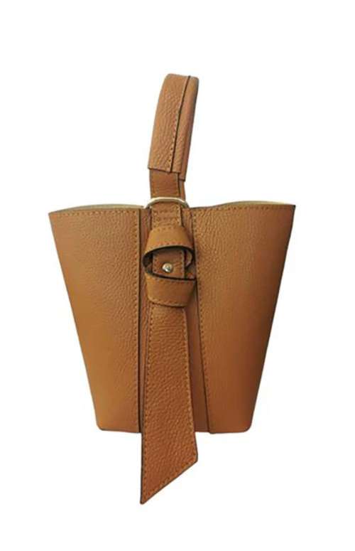 LEATHER BUCKET TOTE BAG