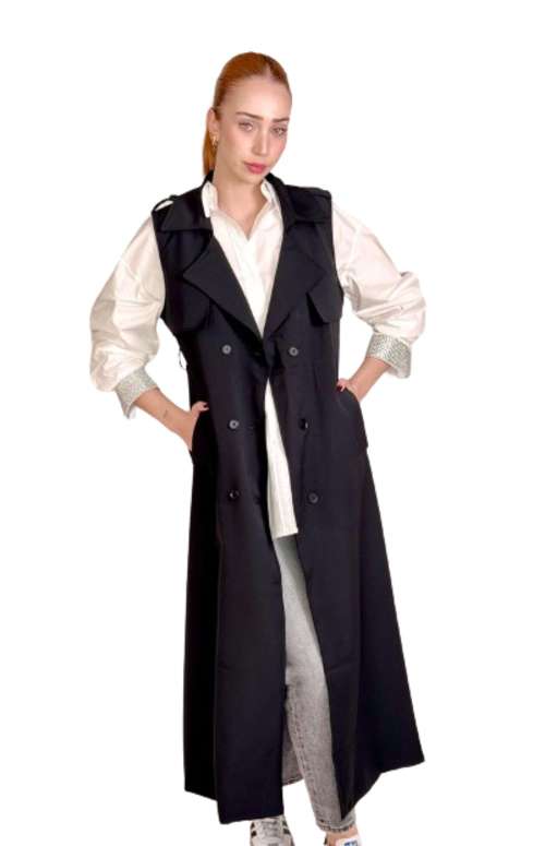 LONG SLEEVELESS TRENCH COAT