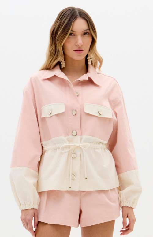 TWO TONE JACKET WITH TIE