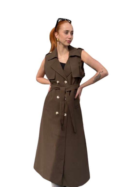 LONG SLEEVELESS TRENCH COAT