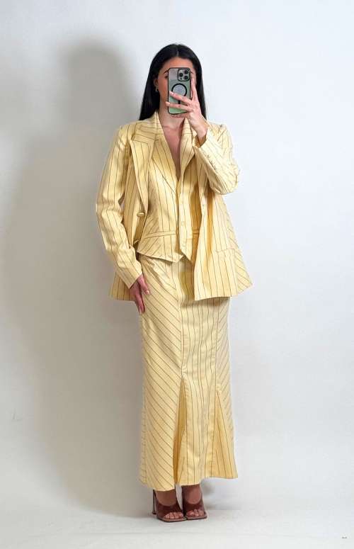3 PCS SET | STRIPED BLAZER - VEST - SKIRT