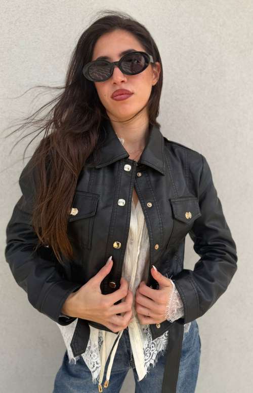 FAUX LEATHER JACKET WITH POCKETS