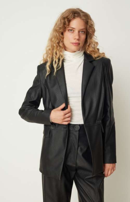 LEATHER LOOK JACKET | BLACK