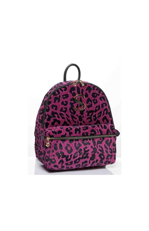 LEOPARD VELVET MAGENTA BACKPACK