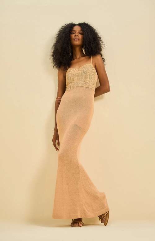 KNIT MAXI DRESS WITH RAFFIA DETAIL