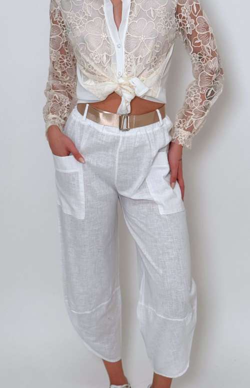 LINEN PANTS WITH BELT