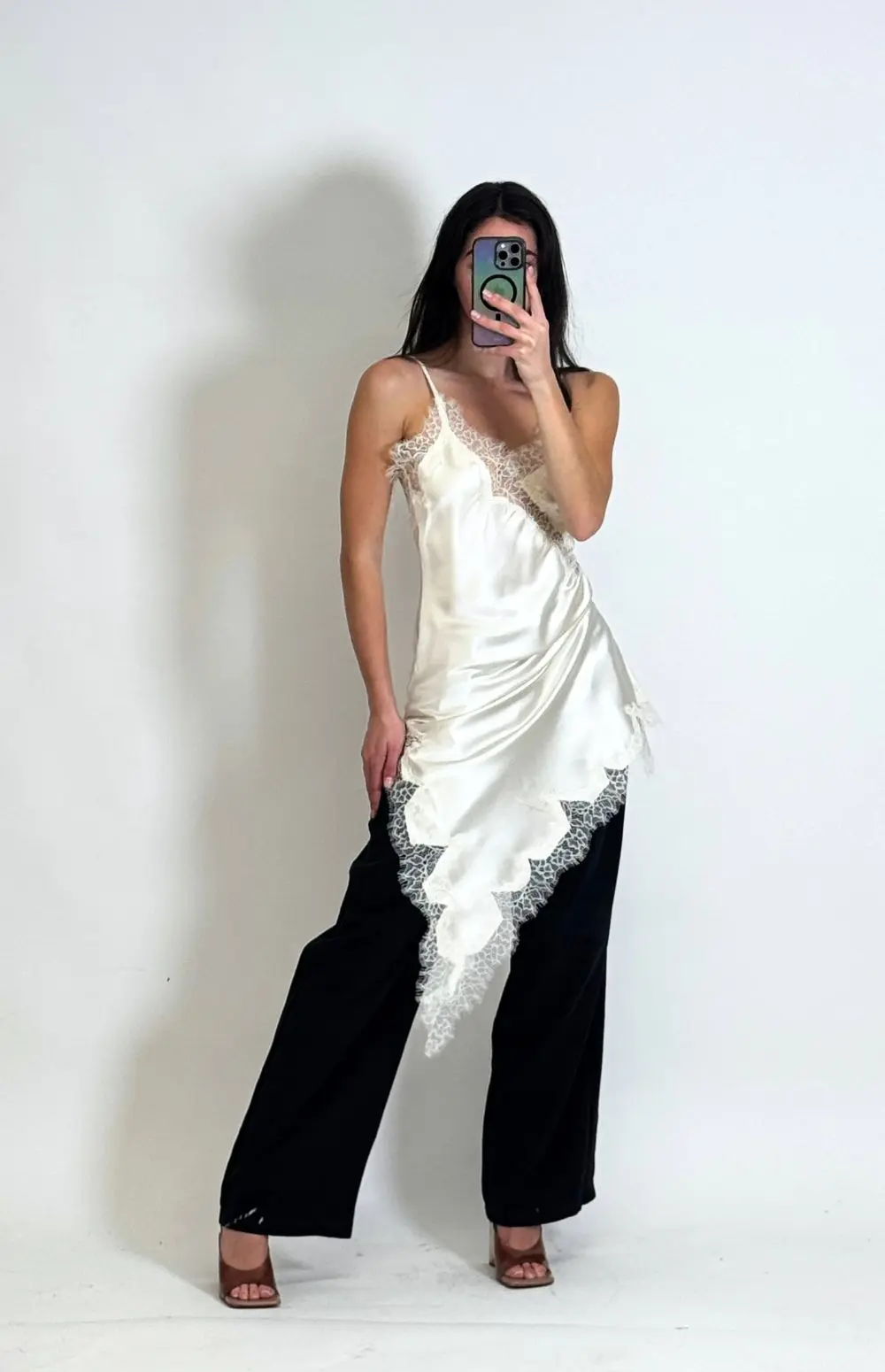 SILK TOUCH LACE TRIM SLIP DRESS